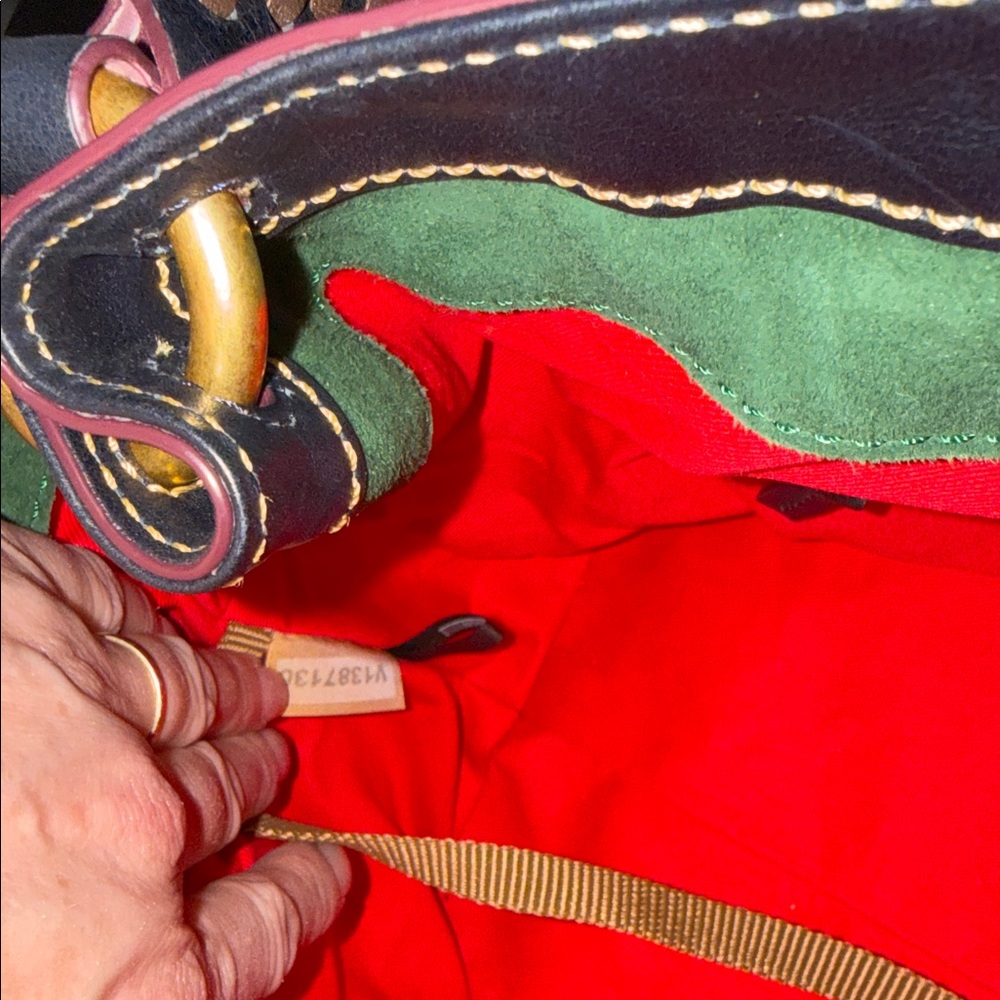 Dooney & Bourke Navy Florentine Leather Flap Satchel - Picture 10 of 17